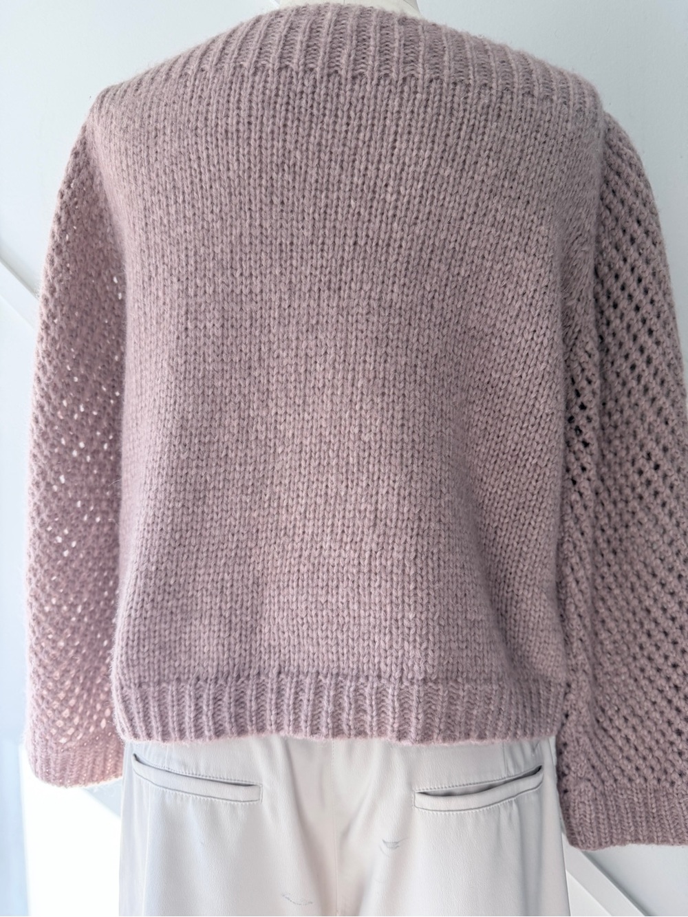 LoveShackFancy Alpaca Wool Blend Bateau Neck Crop Sweater Pink Size M - Picture 11 of 17